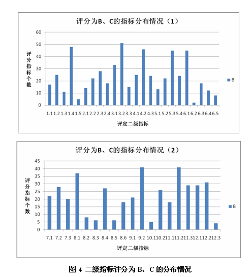 图4 二级指标评分为B、C的分布情况