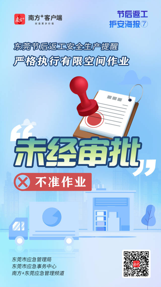 （应急）安全生产护航海报⑦@东莞有限空间企业，严格执行作业“七个不准”  南方+ 何建文 制图